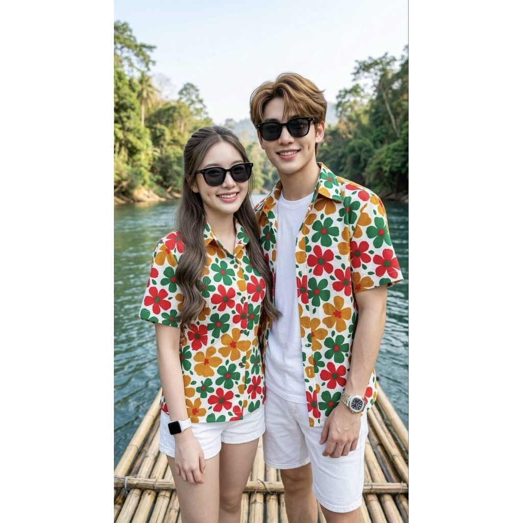 เสื้อคู่ลายดอกชาย-หญิงใส่สงกรานต์. ราคา ถูกที่สุด ดีลบีเคเค แกลเลอรีภาพที่ 7