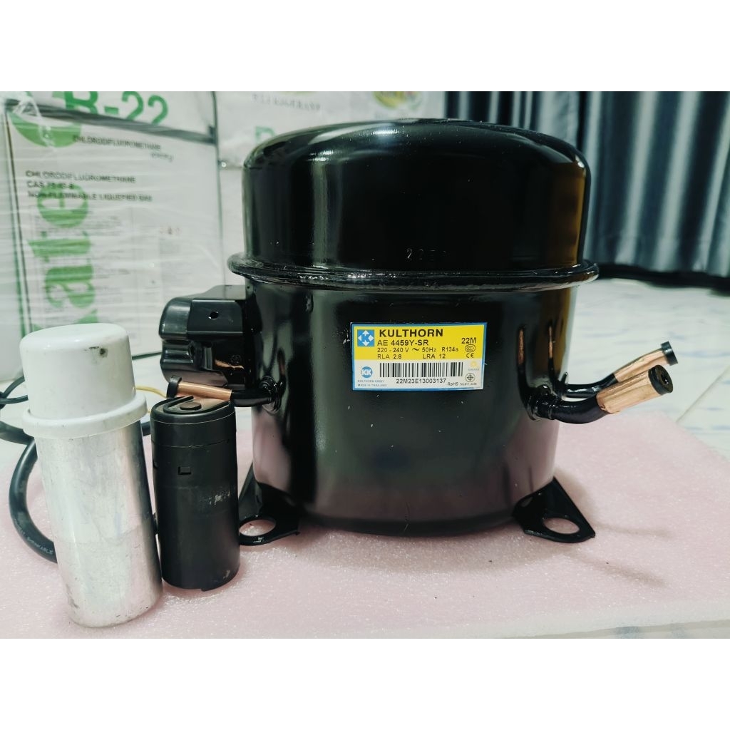 คอมตู้แช่มือสอง ยี่ห้อ กุลธร รุ่น AE4459Y ขนาด 1/2 แรง น้ำยา R134a อุปกรณ์ครบ พร้อมใช้งาน