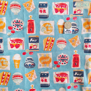 [พร้อมส่ง] ผ้าคอตตอน100 ลายขนมญี่ปุ่น ผ้าพิมพ์ลาย ผ้าเมตร ผ้…