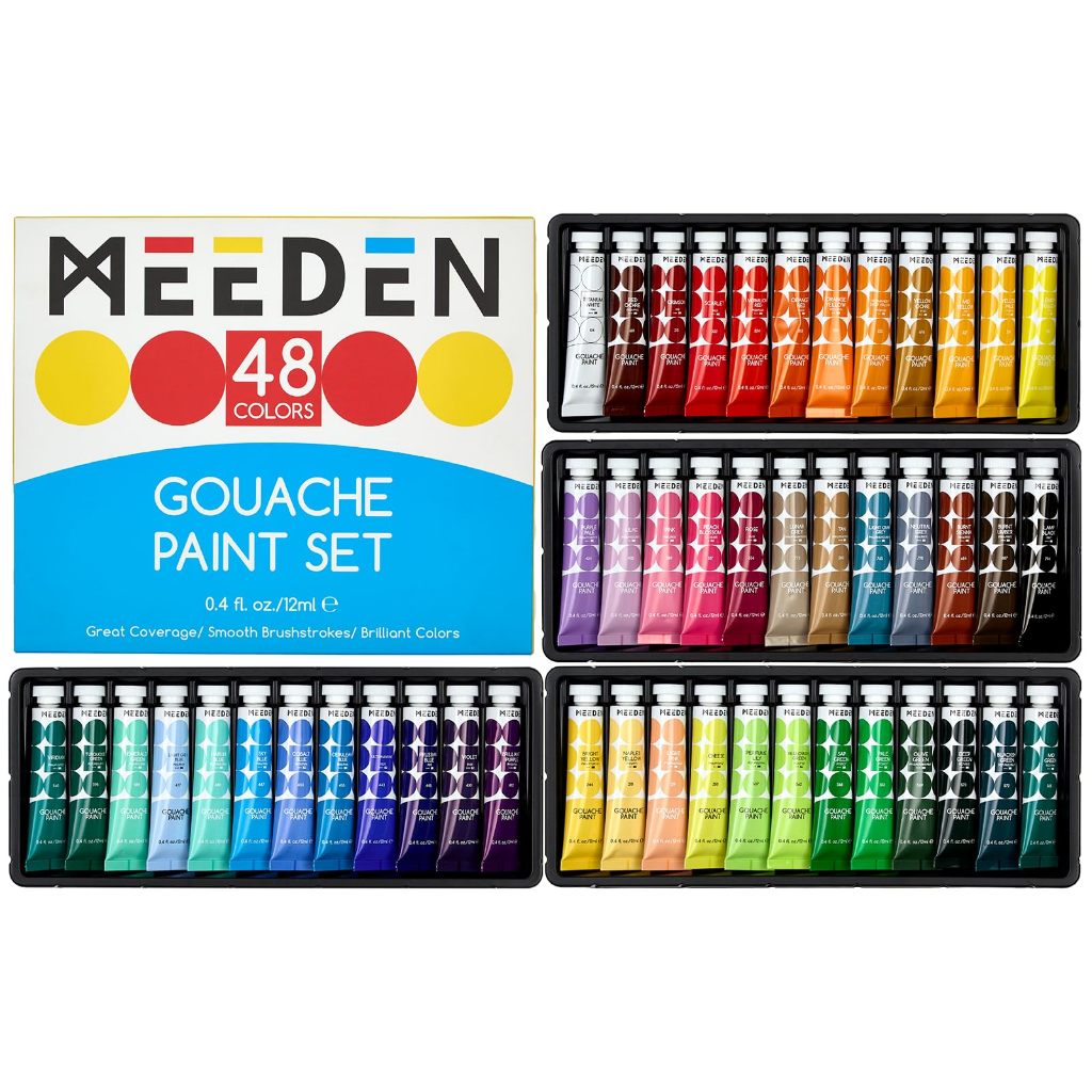MEEDEN ชุดสีกวอช 48 สี 12ml Gouache Paint Set สีทึบด้าน พิกเมนต์เข้มข้น สำหรับวาดภาพ