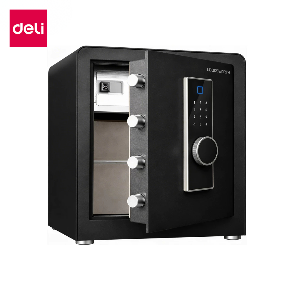Deli ตู้เซฟ ตู้เซฟนิรภัย สแกนนิ้ว ล็อครหัส ประตูล็อคหนา ความแม่นยำสูง ป้องกันสนิม Safe Box