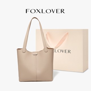 FOXLOVER กระเป๋าสะพายไหล่หนัง PU สำหรับผู้หญิง กระเป๋าทรงถัง