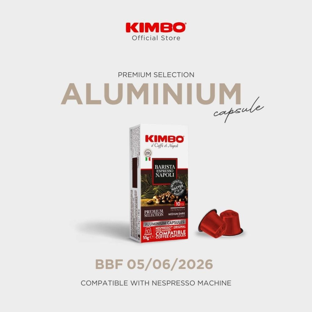 [BBF 05/06/2026] Kimbo Nespresso Capsule  Espresso Napoli กาแฟแคปซูล (10 แคปซูลต่อ 1 กล่อง)