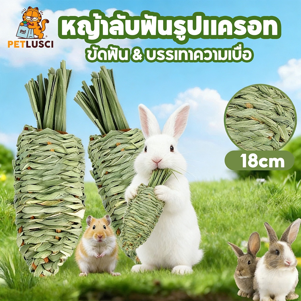 ขนมกระต่าย หญ้าลับฟันรูปแครอท ทําด้วยมือ ทอผ้า ขนมกระต่าย แกสบี้ แพรี่ด็อก ของเล่นสัตว์เลี้ยง