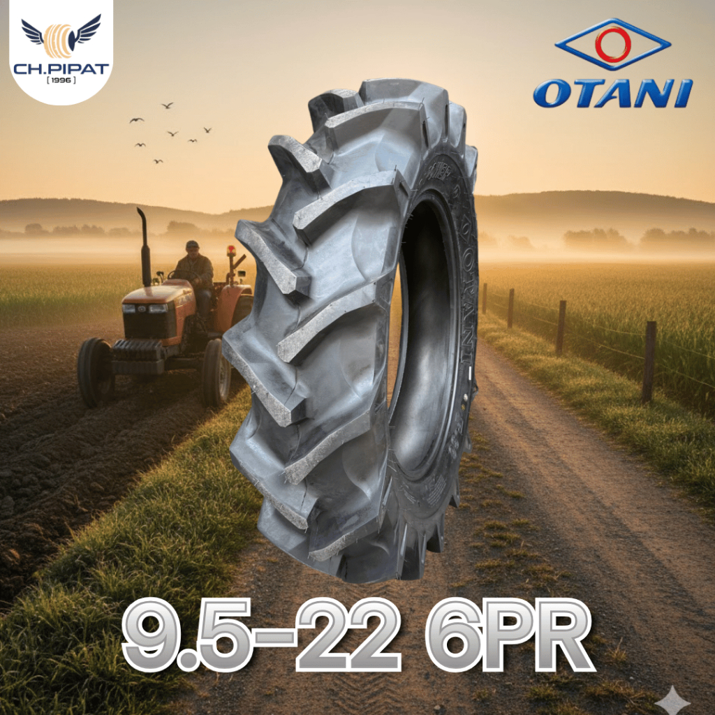 ยางรถไถ 9.5-22 ยี่ห้อ OTANI  รุ่น F-36 TT ผ้าใบ 6 PR ยางใหม่ ราคาถูก