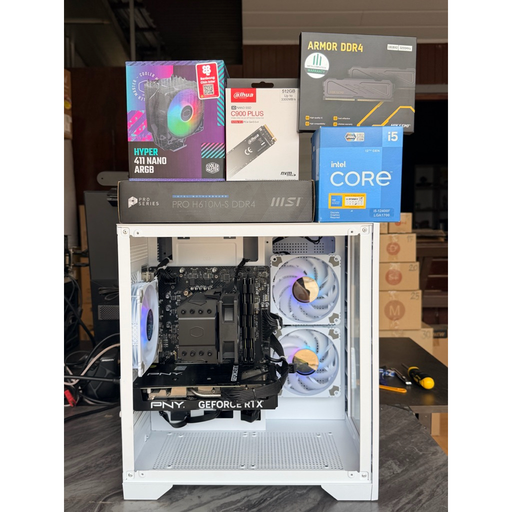 Com PC SET I5-12400F 6C 12T + RTX4060 8GB สายหยินหยาง เคสตู้ปลาขาว