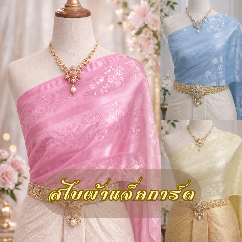 🔥สไบผ้าแจ็คการ์ด สไบการะเกด แบบห่ม สไบเจ้าสาว