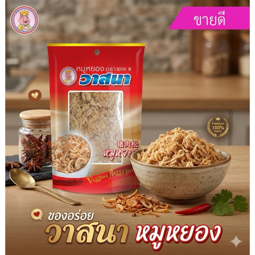 วาสนาหมูหยองกรอบ 40/85/195 กรัม ของดีเมืองปากช่อง *พร้อมส่ง* ใหม่ไม่ค้างสต๊อก