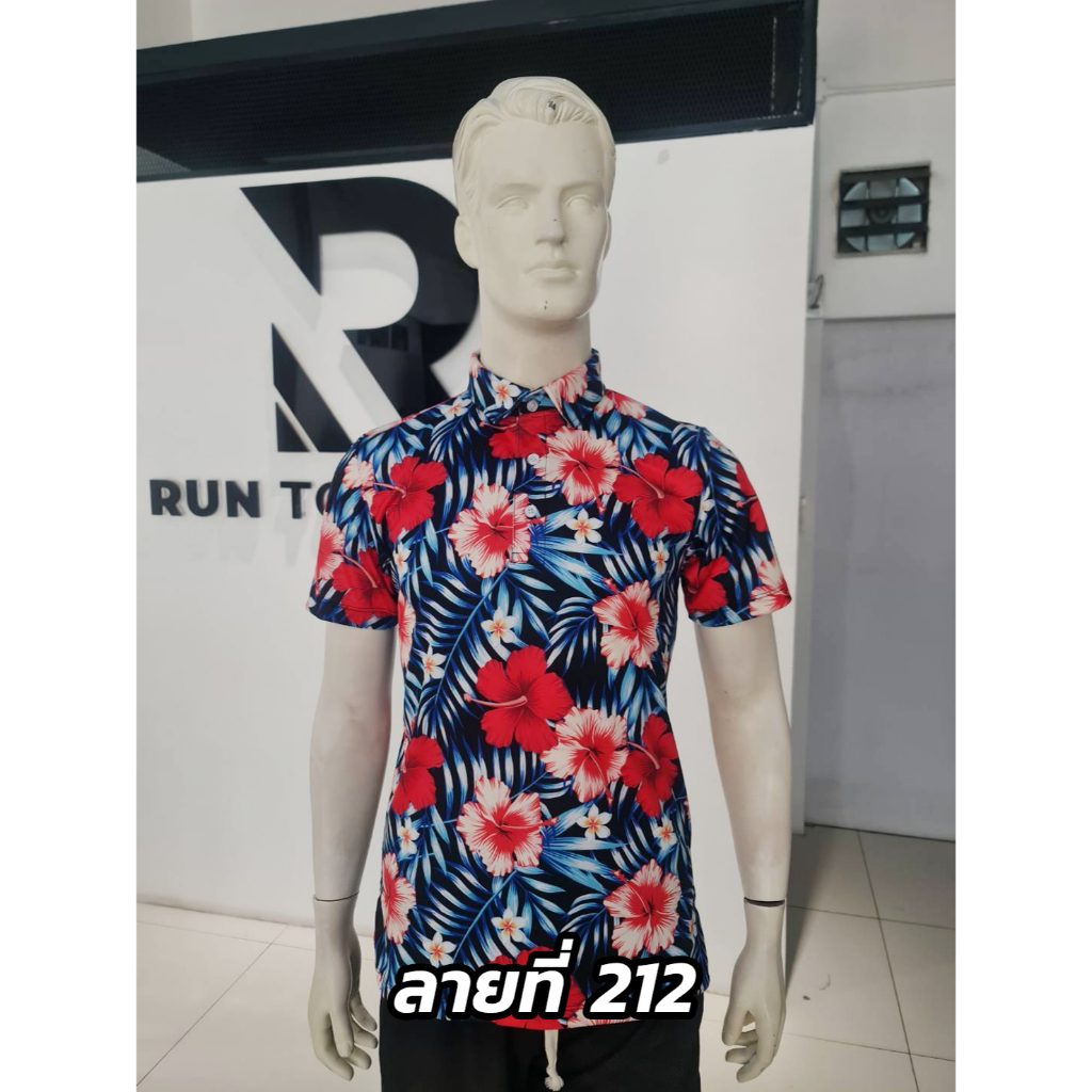 เสื้ออลายดอก เสื้อลายสงกรานต์ ลายที่212เสื้อโปโลพิมพ์ลาย เสื้อกอล์ฟ เนื้อนุ่มเบา ใส่สบายไม่ร้อน