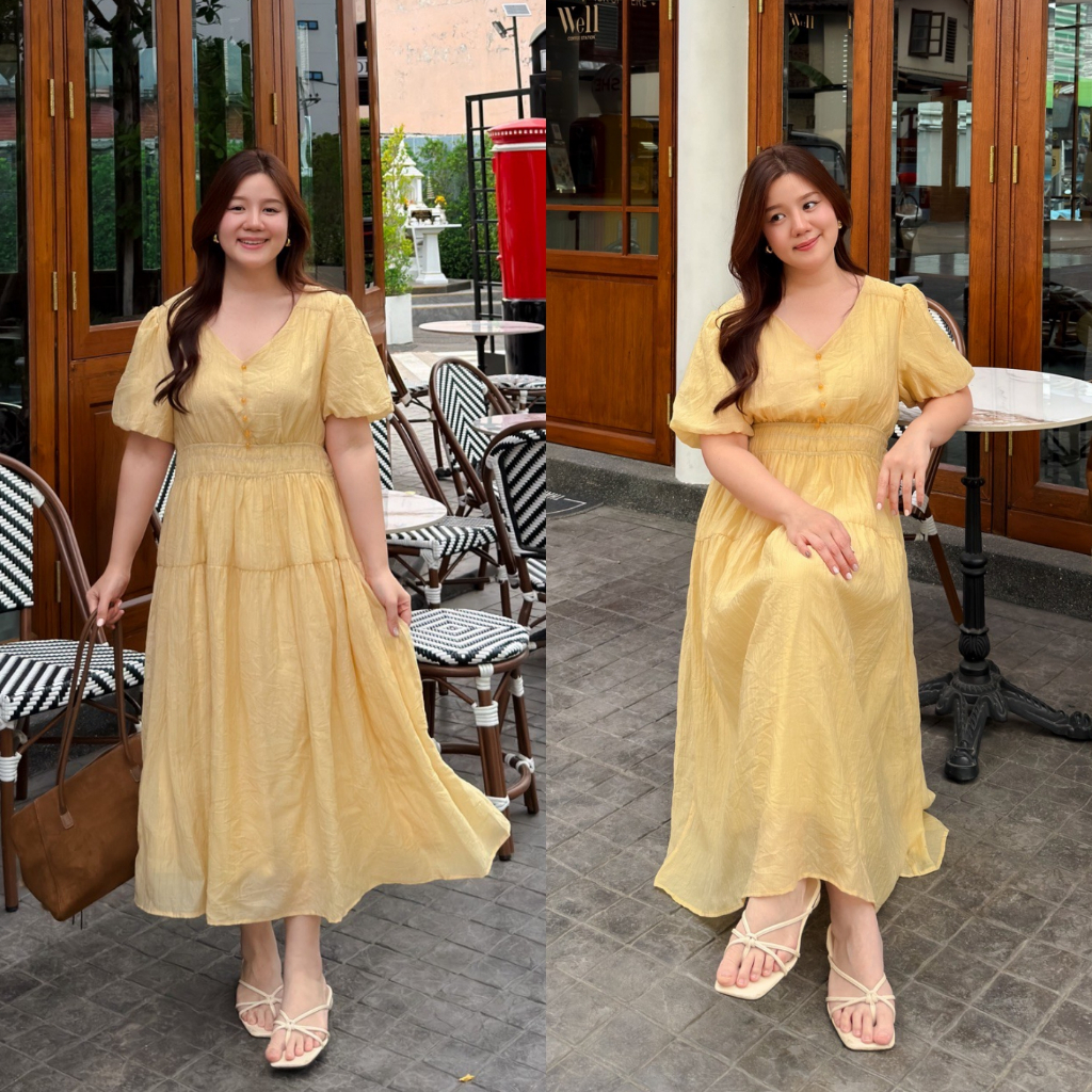 (❤️อกถึง 52") Honey Suckle Dress เดรสสาวอวบ ชุดสาวอวบ