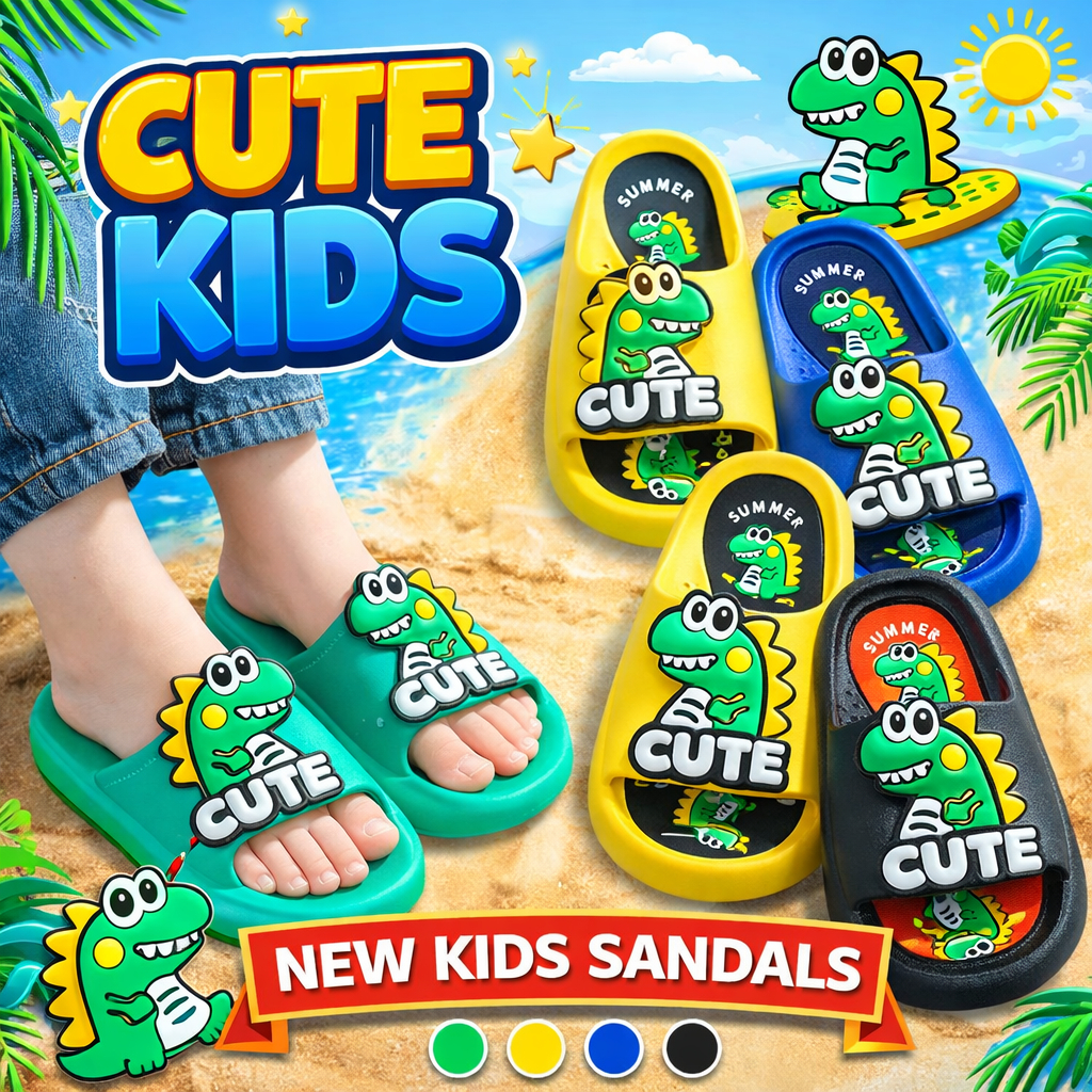 รองเท้าแตะไดโนเสาร์เด็ก น่ารัก กันลื่น พื้นนุ่ม ใส่สบาย ใส่ได้ทั้งในบ้านและนอกบ้าน