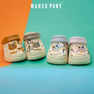 Marco Pony รุ่น MH9039B รองเท้าเด็กหัวโต ลายการ์ตูนแมวน่ารัก ตกแต่ง 3D สีพาสเทลสดใส วัสดุ EVA พื้นนุ่ม เดินสนุก ไม่ลื่น