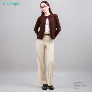 Montipa กางเกงทรงกระบอกกลาง ซิปข้าง แต่งหูเข็มขัดและขอบเอวในตัว ผ้า Iron Free RJPWI85