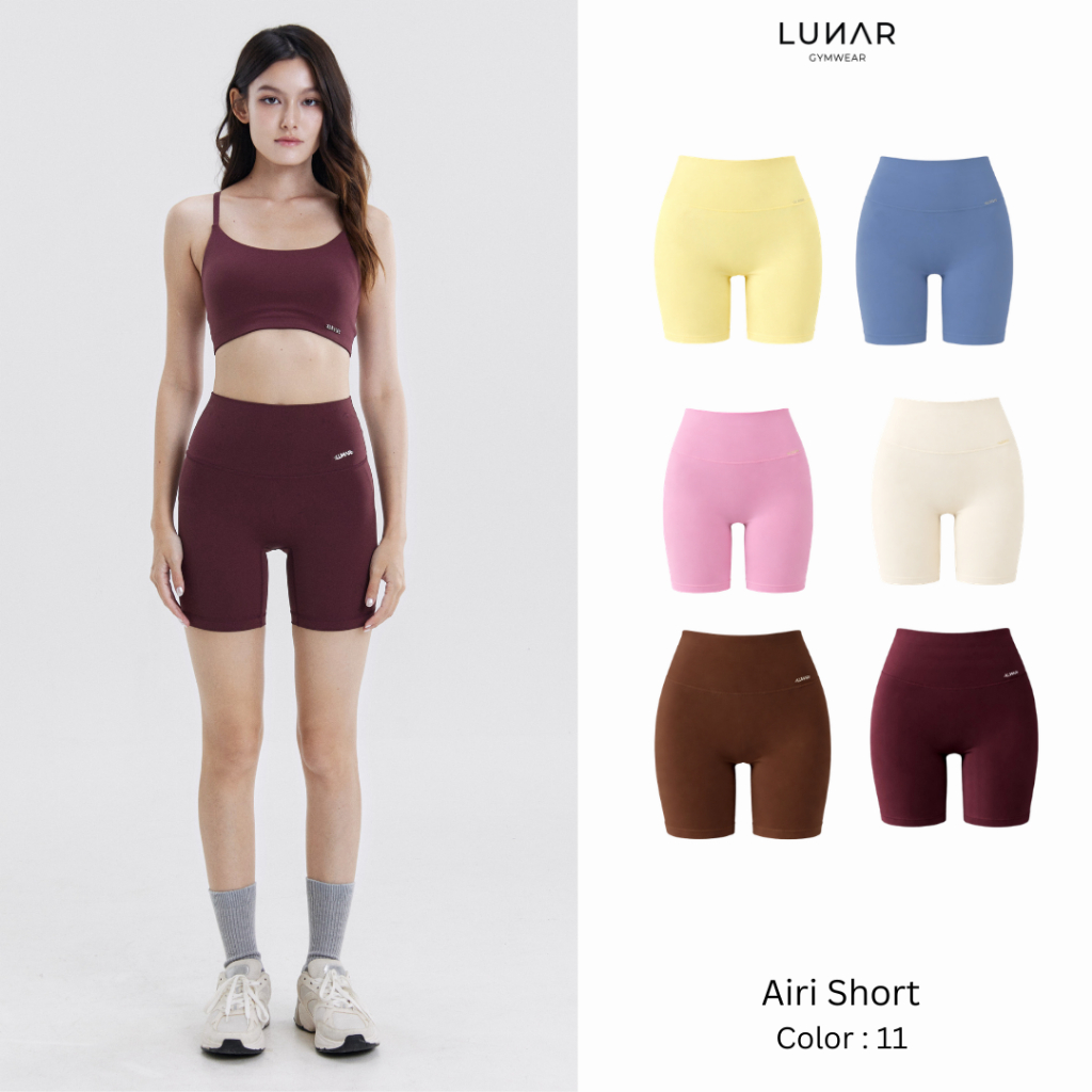 Lunar Gymwear - Airi short - กางเกงขาสั้นสีสดใสเอวสูงปิดสะดือ ความยาวพอดี ใครใส่ก็เสริมให้ขาดูยาว