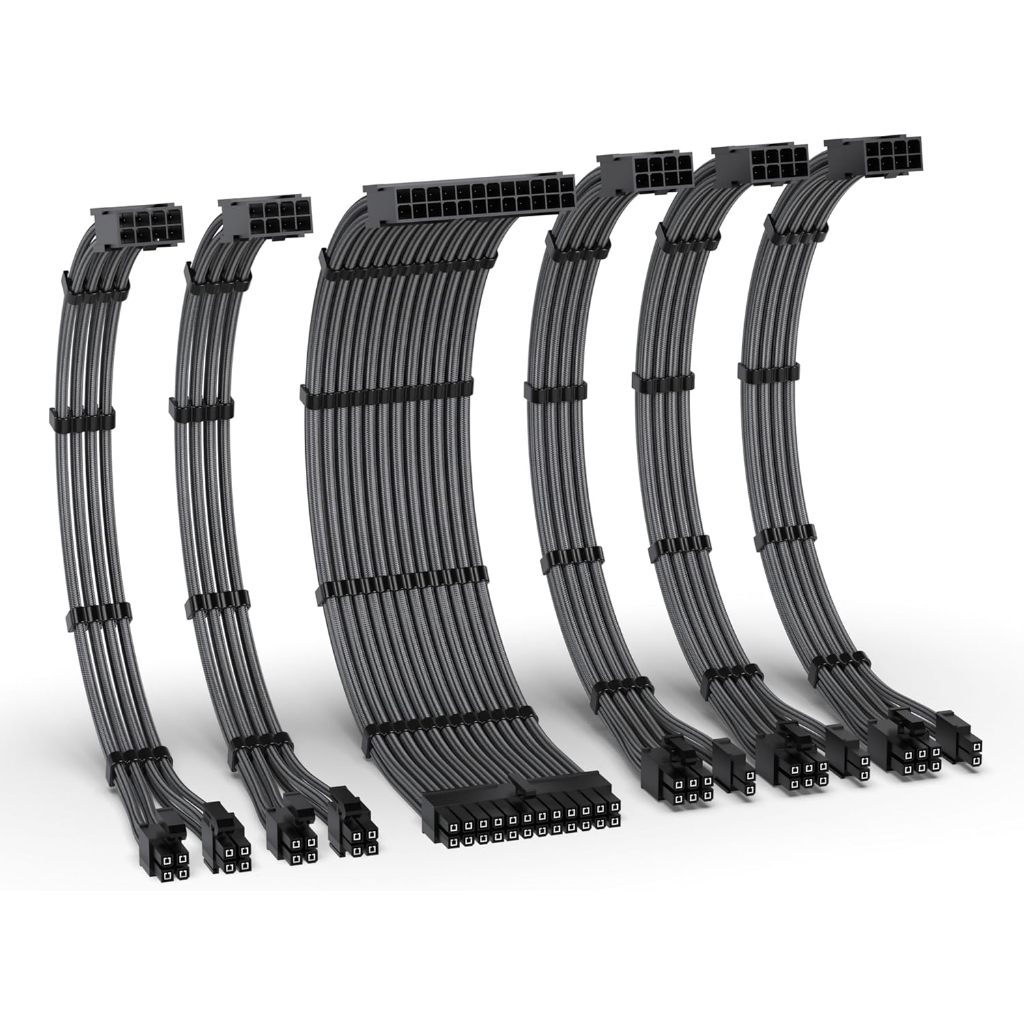 EZDIY-FAB 16AWG PSU Extension 6 Cables - ‎Carbon (EZDPI228-6) (ทั้งเซ็ท)