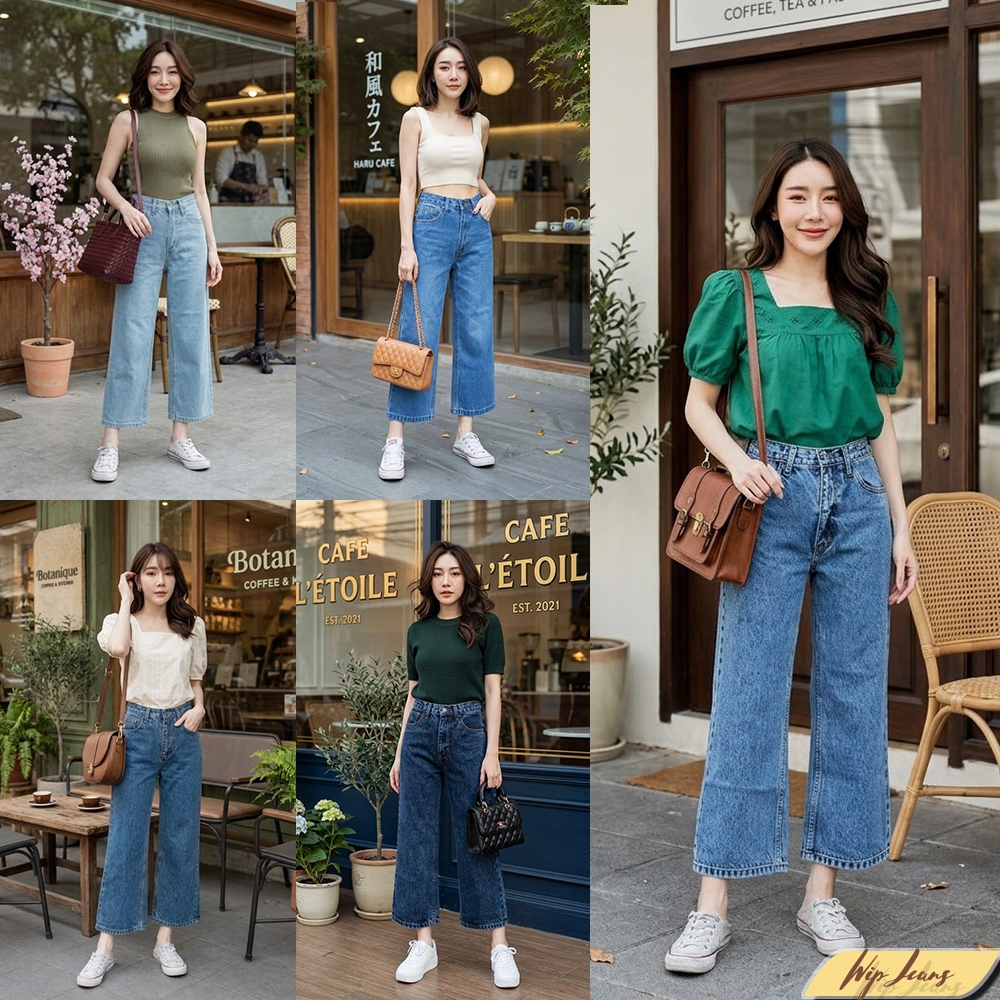 กางเกงยีนส์ขากระบอกทรง7ส่วนเอวสูงมีไซส์ใหญ่ S ถึง 5XL ขาเต่อใส่สบาย พรางหุ่นเป๊ะ แมตช์ง่ายได้ทุกลุค B004