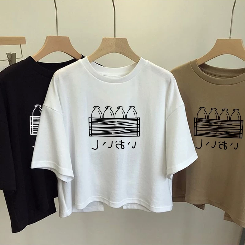 เสื้อครอปสาวอวบไซส์ใหญ่สวยๆ oversize เสื้อผ้าแฟชั่นวัยรุ่นน่ารัก เสื้อยืดเปลือยหลังผู้หญิงฤดูร้อนใหม่ ทรงหลวมสไตล์เกาหลี thumbnail 5