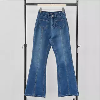 Atipashop - Prestige Flare Cut Jeans (#A9003) | กางเกงยีนส์ขายาวทรงขาม้า ผ้ายืด ทรงสวย