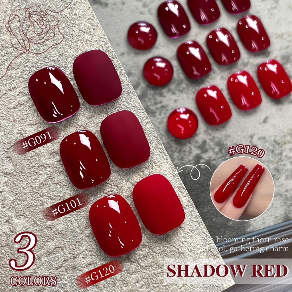 จัดส่งทันที ♡ XIEJAYI ♡ Popular color สีแดง สีเจลเนื้อแน่น  120 สี - ชุดที่ 4