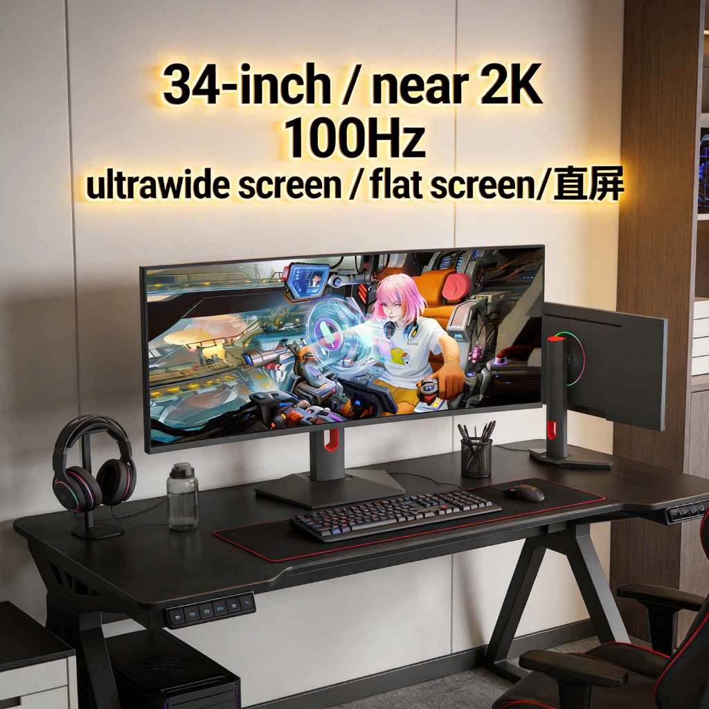 Mingsu จอมอนิเตอร์ 32 นิ้ว / จอมอนิเตอร์คอมพิวเตอร์แบบจอโค้ง 34 นิ้ว สำหรับเกมมิ่ง จอมอนิเตอร์คอมพิวเตอร์ ใช้ที่บ้านและส