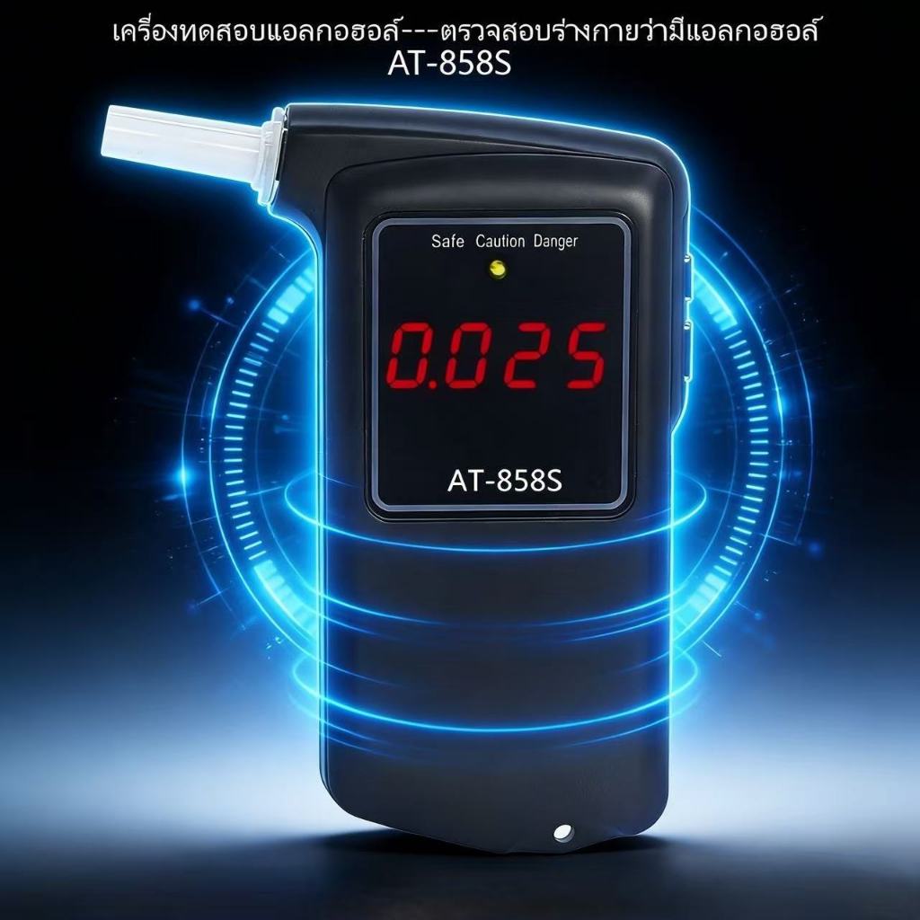 เครื่องวัดแอลกอฮอล์แบบดิจิทัล พร้อมหน้าจอ LCD ชัดเจนและมีหลอดเป่า 10 ชิ้น