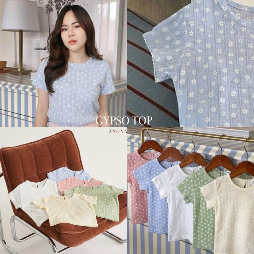 GYPSO TOP (ยิปโซ) เสื้อคอกลมแต่งระบายปลายแขน