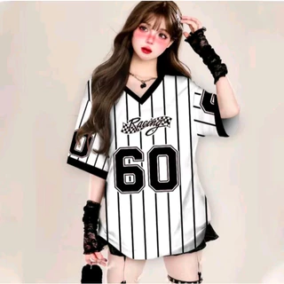 เสื้อทรงสเก็ตผู้หญิง oversize เสื้อผ้าสาวอวบคนอ้วนไซส์ใหญ่ เสื้อโอเวอร์ไซส์บาสเท่ๆ วินเทจ กีฬาลําลองทรงหลวมสไตล์เกาหลี