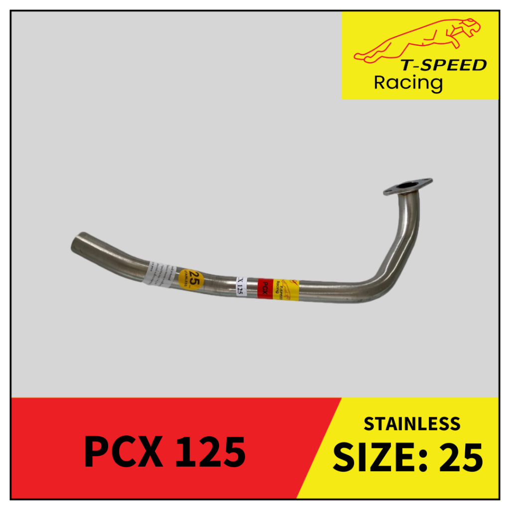[ฟรีประเก็นปากท่อ] คอท่อ Honda PCX 125 สแตนเลส 304/ เหล็กชุบ Size 25 mm.
