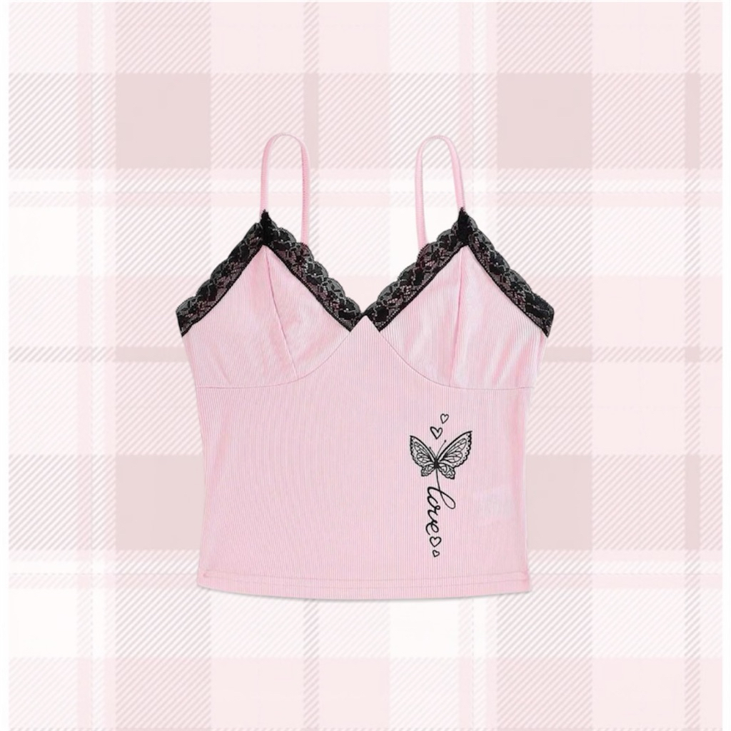 🌷 เสื้อสายเดี่ยว แต่งลูกไม้ งานป้าย Nusa