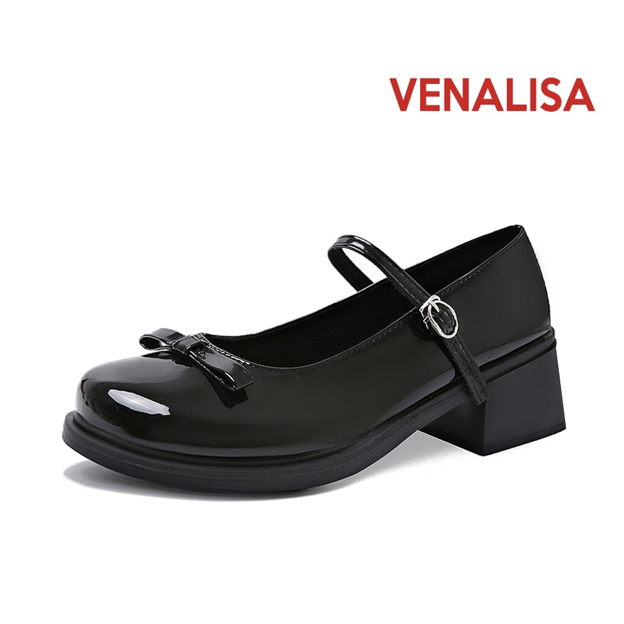 Venalisa Mary Jane แมรี่เจน หัวกลม พื้นหนา ย้อนยุค น้ำหอมฝรั่งเศส วัสดุ หนัง เหมาะสำหรับงานออฟฟิศ