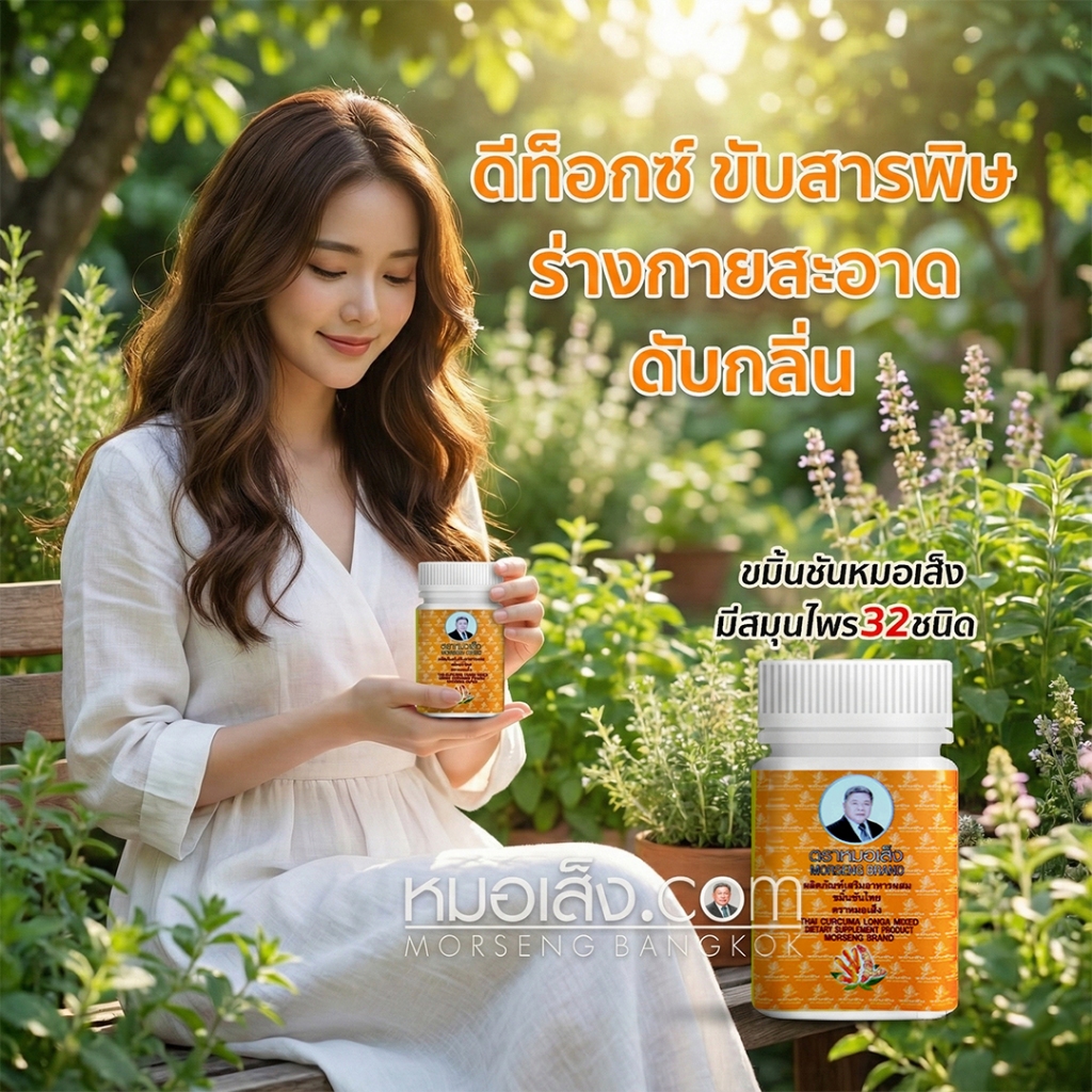 หมอเส็ง - ขมิ้นชันไทยชนิดแคปซูล (มี 2 ขนาด) บำรุงร่างกาย ดีท็อกซ์ ดับกลิ่น ภูมิแพ้ แผลอักเสบ สิว