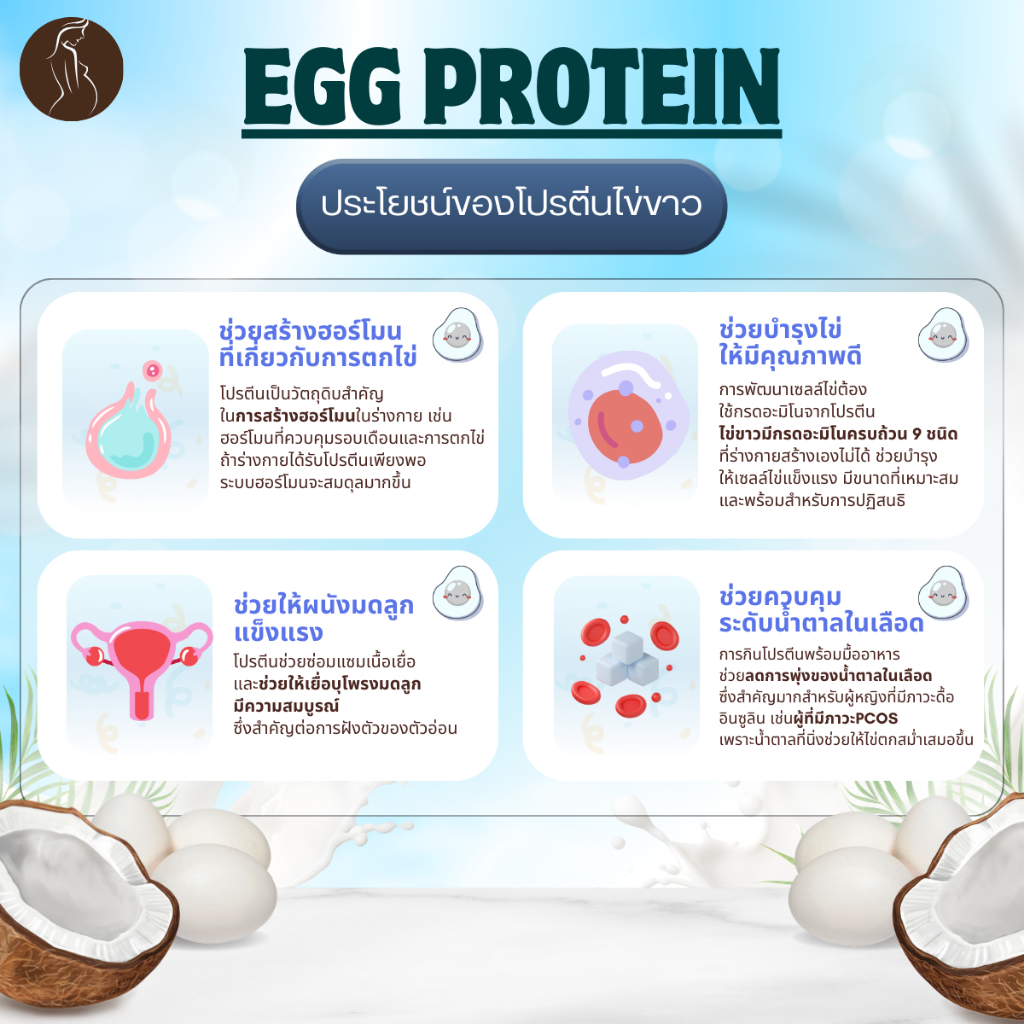 3 กระปุก โปรตีนไข่ขาว Egg Protein รสมะพร้าว เตรียมตั้งครรภ์ เตรียมผนังมดลูก บำรุงไข่ มีบุตรยาก มีวิตามิน กรดอะมิโน20ชนิด ราคา ถูกที่สุด ดีลบีเคเค แกลเลอรีภาพที่ 6
