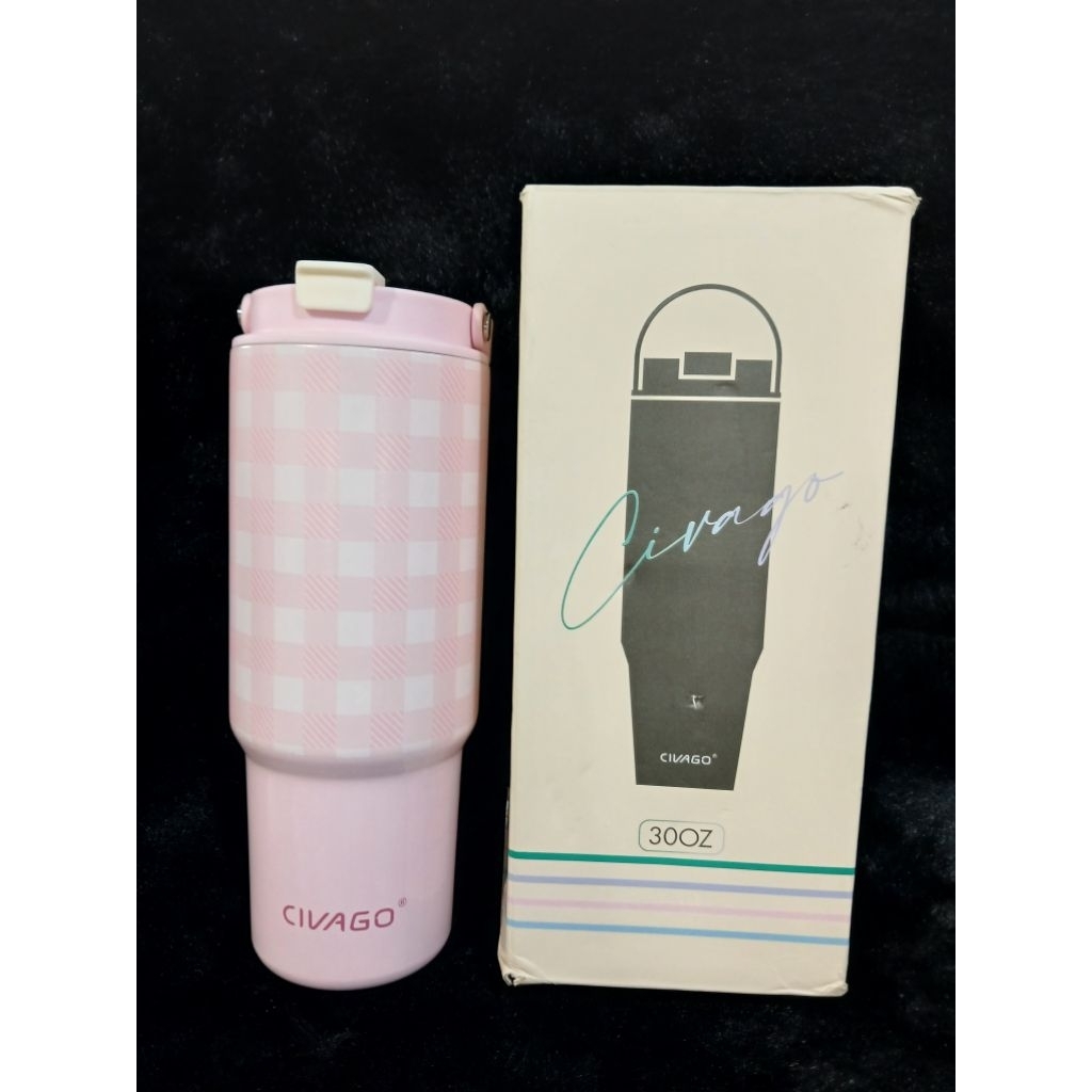 CIVAGO （30oz）แก้วเก็บความร้อนแบบมีหลอดสำหรับเด็กผู้หญิงแก้วมีความจุขนาดใหญ่