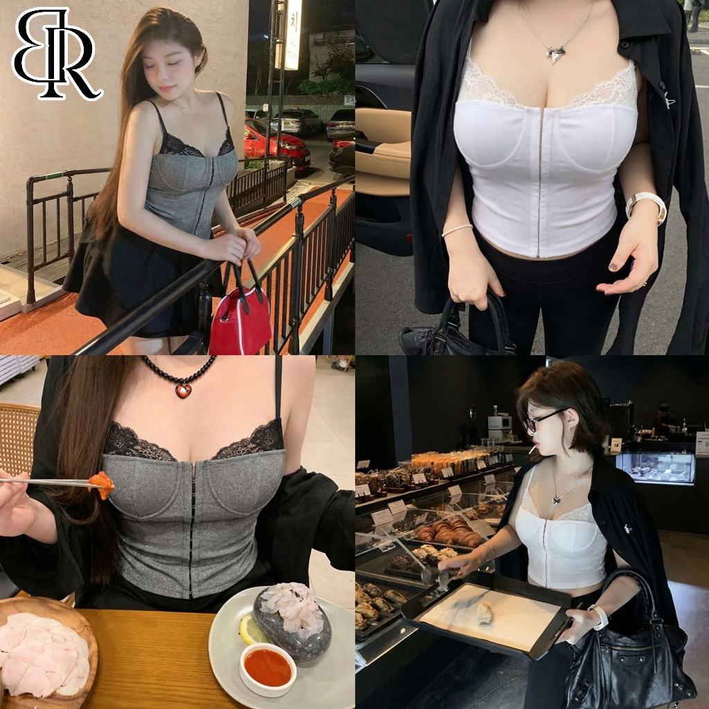 B&R พร้อมส่ง เสื้อกล้ามผู้หญิง เสื้อกั๊กลูกไม้สายเดี่ยว ดีไซน์ลูกไม้เซ็กซี่ ขนาด S-XL เหมาะสำหรับฤดูร้อน
