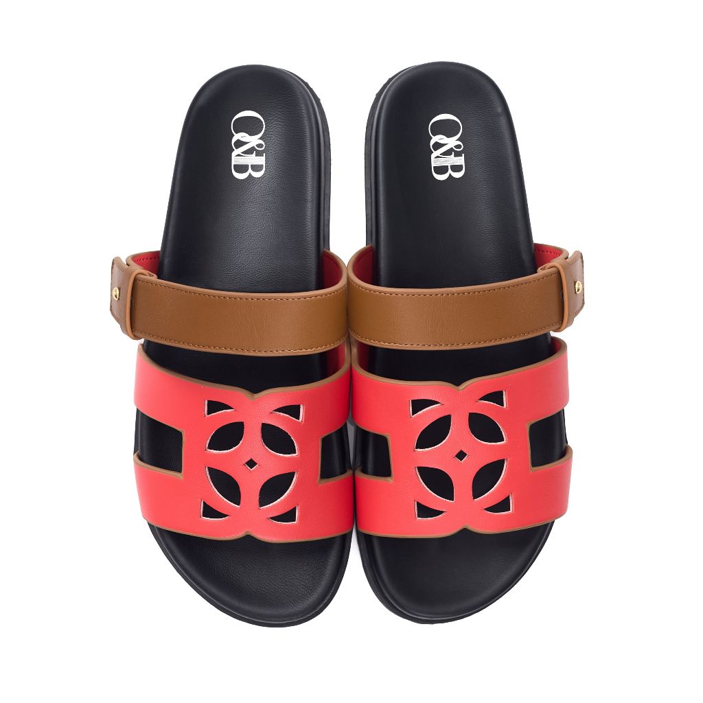 O&B รองเท้าหนังแพะ รุ่น CAIRO SANDALS IN CORAL BROWN-11276SG00755F_U6BKRE
