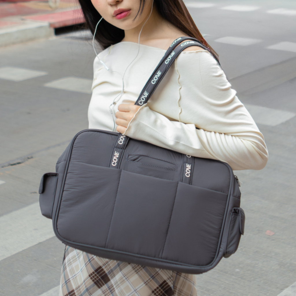 COVE Mailbox Laptop Tote กระเป๋าทรงกล่อง กระเป๋าใส่โน๊ตบุ๊ค / Laptop 15 นิ้ว กระเป๋าสะพายไหล่ ผ้าไนล่อน น้ำหนักเบา