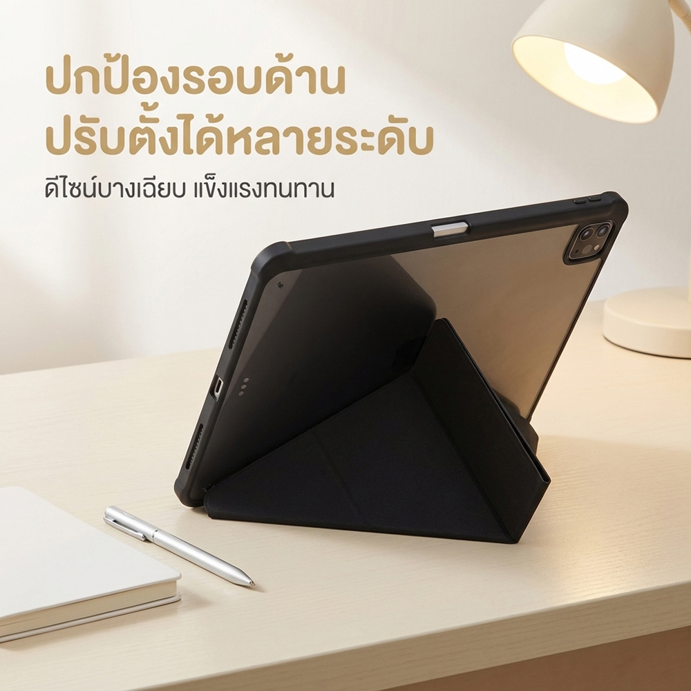 Kingone เคส iPad สุดพรีเมี่ยม ป้องกันรอย พร้อมช่องใส่ปากกา แผงหลังใส ดีไซน์เรขาคณิตสุดพรีเมี่ยม