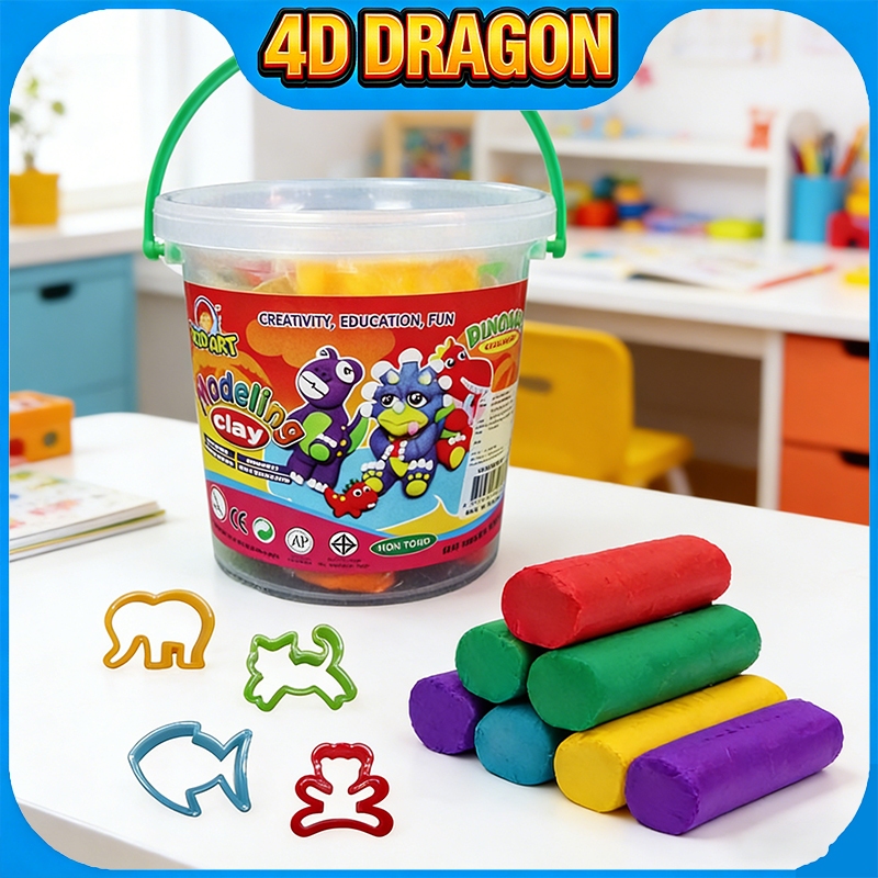 ดินน้ำมัน KIDART T500T-DI ขนาด500 กรัม 5 สี + แม่พิมพ์ 4 ชิ้น ดินปั้นเด็ก ปลอดภัย ไม่มีพิษ เหมาะกับครีเอฟท์ DIY