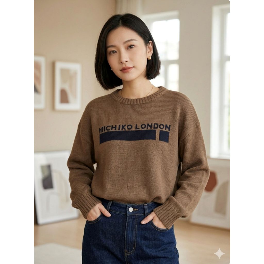 MICHIKO LONDON Surprise Brown Sweater Size L
