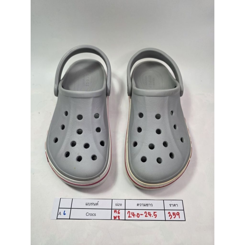 A6 Crocs สีเทา มือสอง ✅️✅️ sz.M6/w8 ยาว 24.0-24.5cm. สวย สภาพดี ตำหนิตามภาพ ไม่ผลต่อการใช้งาน