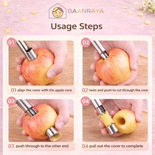 ที่เจาะแกนผลไม้ สแตนเลส Fruit Corer คว้านผลไม้ได้หลากหลาย 0.8-2 cm Baan Raya