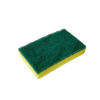 3M Scotch-Brite สก๊อตไบรช์ แผ่นใยขัด+ฟองน้ำล้างจาน สีเขียว ( แพ็ค 1 ชิ้น ) มี 2 ขนาด
