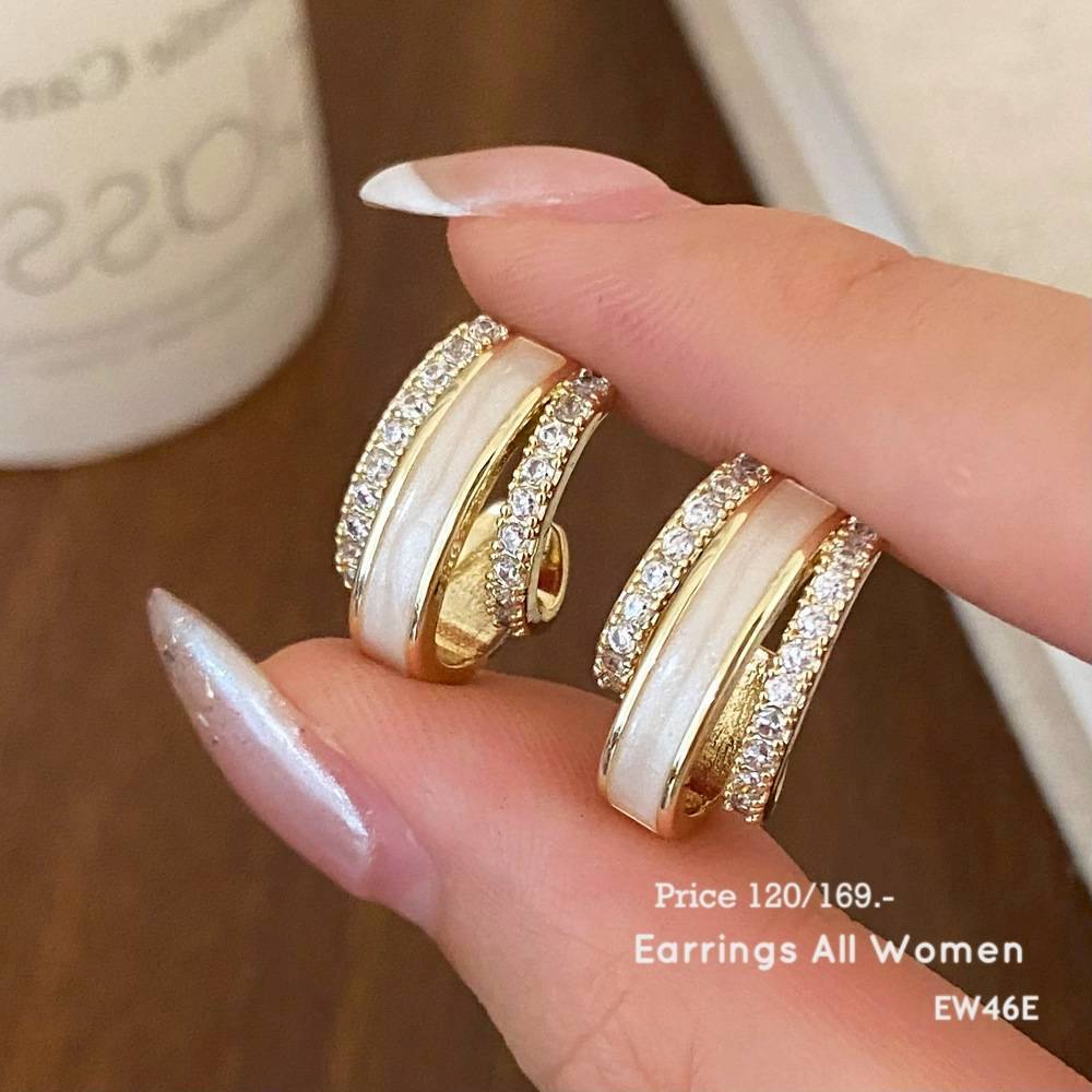 EW46E ต่างหูห่วง ต่างหูเแฟชั่น ต่างอออกงาน เงิน925 เครื่องประดับผู้หญิง