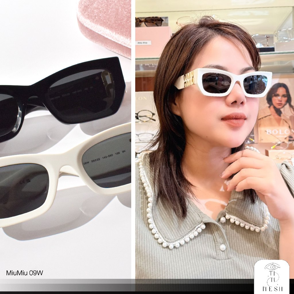แว่นกันแดด Miu Miu รุ่น MU09WS ทรงเหลี่ยมใหญ่ ของแท้💯 อุปกรณ์ครบ ประกัน 2 ปี มิวมิว