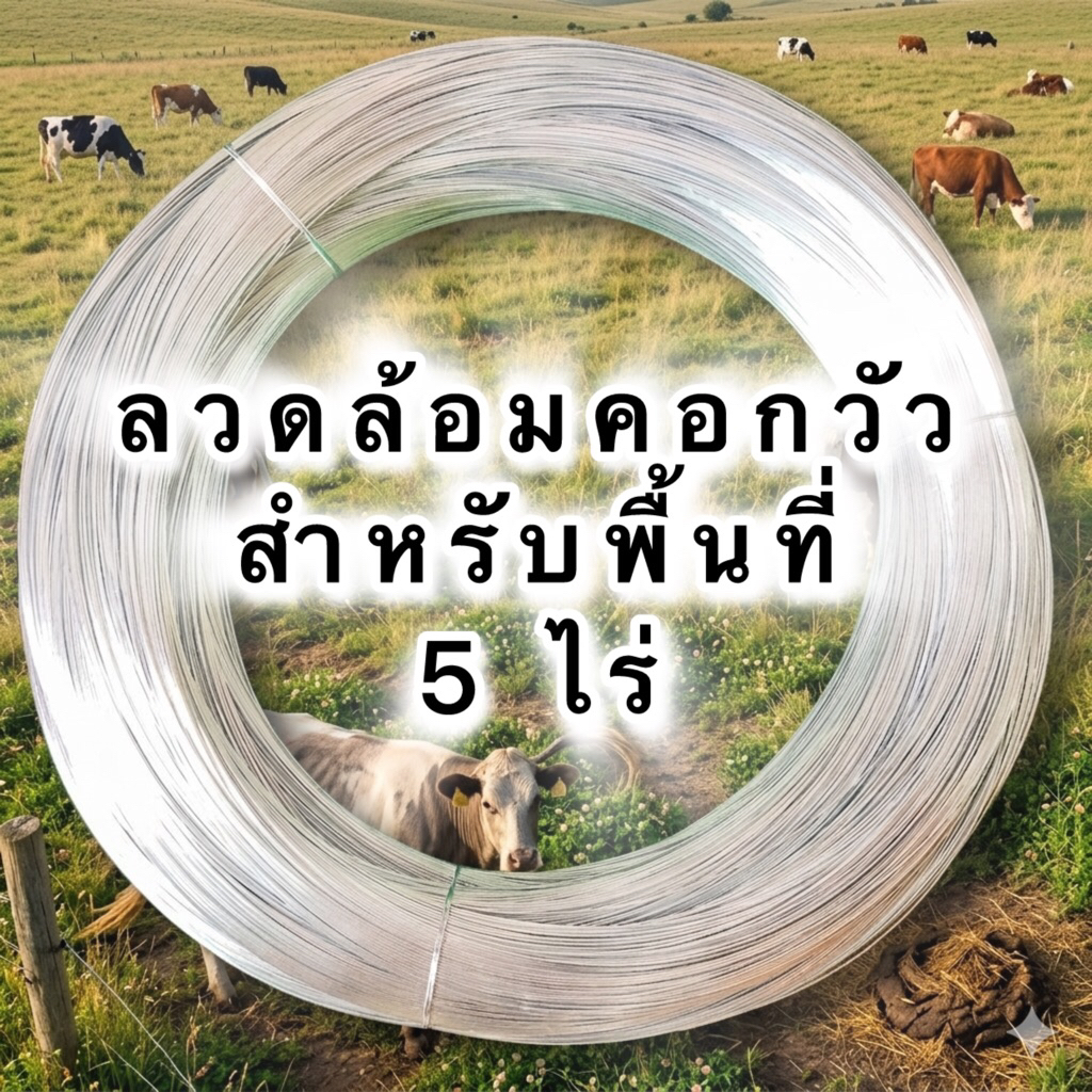 ลวดสำหรับล้อมรั้วไฟฟ้า ล้อมคอกวัว สำหรับพื้นที่ 5 ไร่#18