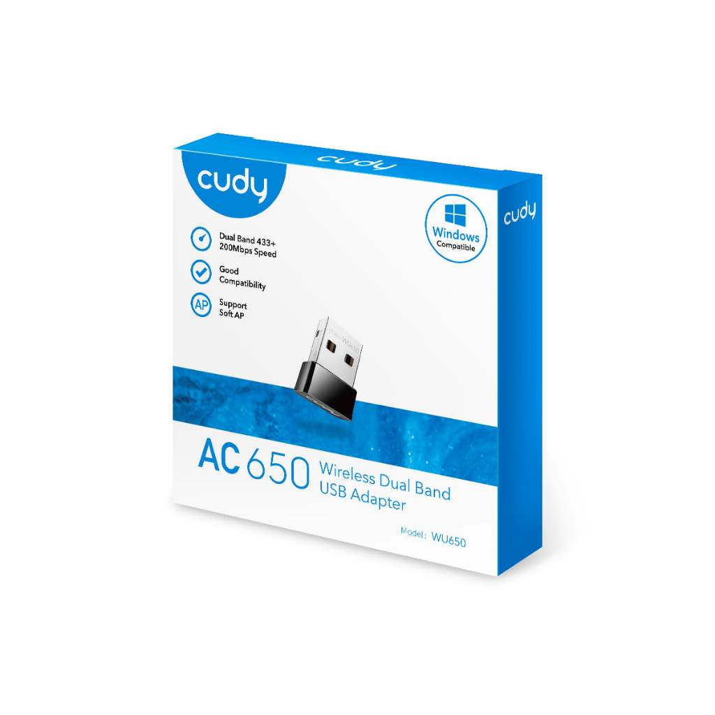 CUDY WU650 WIRELESS USB ADAPTER (ยูเอสบีไวไฟ) 650Mbps Wi-Fi USB2.0 Adapter, Nano Size