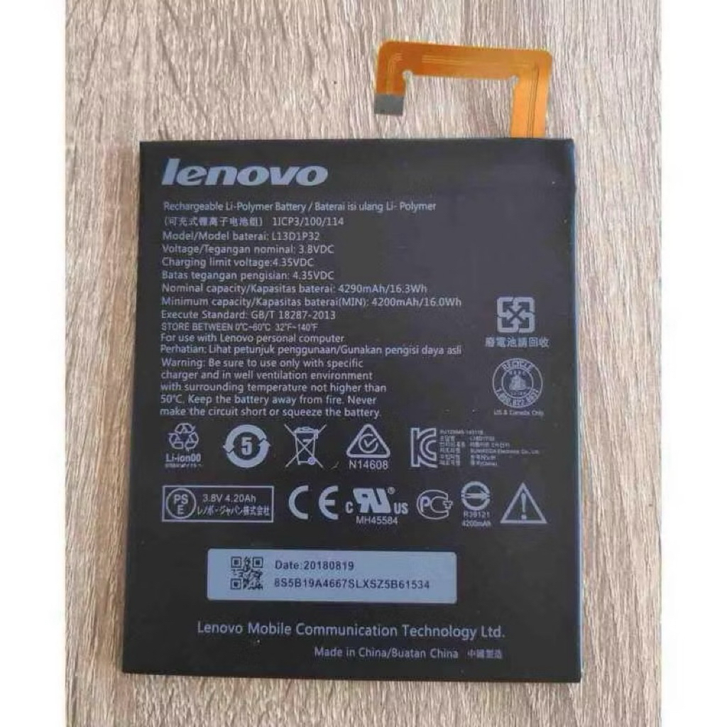 แบตเตอรี่ Lenovo Lepad Tab 3 8.0 A8-50 A5500 S8-50 TB3-850F TB3-850M L13D1P32 4290mAh