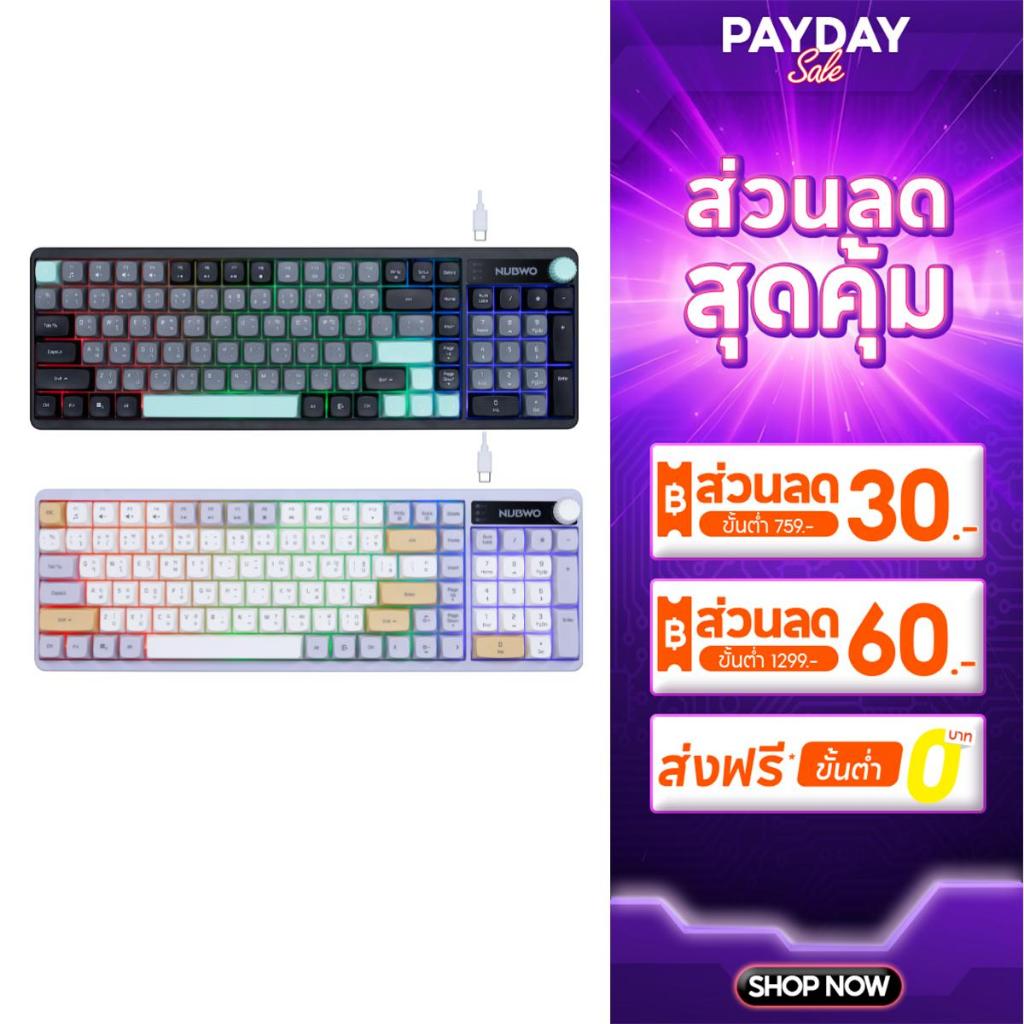 NUBWO NK56 WIRED MEMBRANE KEYBOARD คีย์บอร์ดเสียงเงียบ พร้อม Knob เพิ่ม-ลด/ปิดเสียงได้