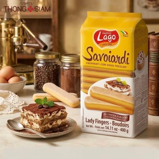 LAGO Savoiardi Lady Finger ลาโก้ บิสกิต เลดี้ ฟิงเกอร์ส สำหรับทิรามิสุ 400 กรัม (48 ชิ้น/ห่อ ) BBE: 28/02/2027