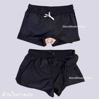 ชุดว่ายน้ำผู้หญิงซิปหน้าแขนยาวกันยูวีใส่คู่กับกางเกงขาสั้นทรงสปอร์ตสองชั้น หรือกางเกงว่ายน้ำขายาว M-5XL